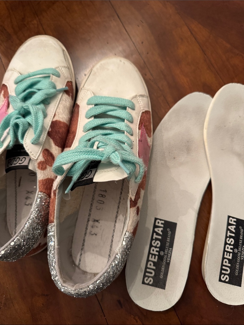 Golden Goose White Leather Low-Top Sneakers, Pink Star, Cow Hide - Picture 6 of 6